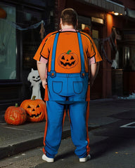 Big & Tall Men's Halloween Pumpkin Bib Pants Cosplay Printed T-Shirt Pants Suit