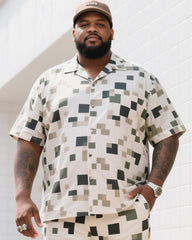 Big Man's Daily Casual Square Creative Camouflage Short Sleeve Shirt Shorts Suit
