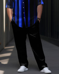 Gradient Printed Large Men's Short Sleeved Shirt and Pants Set