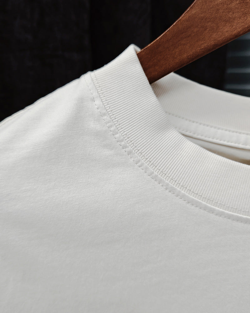 M-XL Street Fashion White Figure Collage Rivet Letter Print Round Neck Short Sleeve T-Shirt