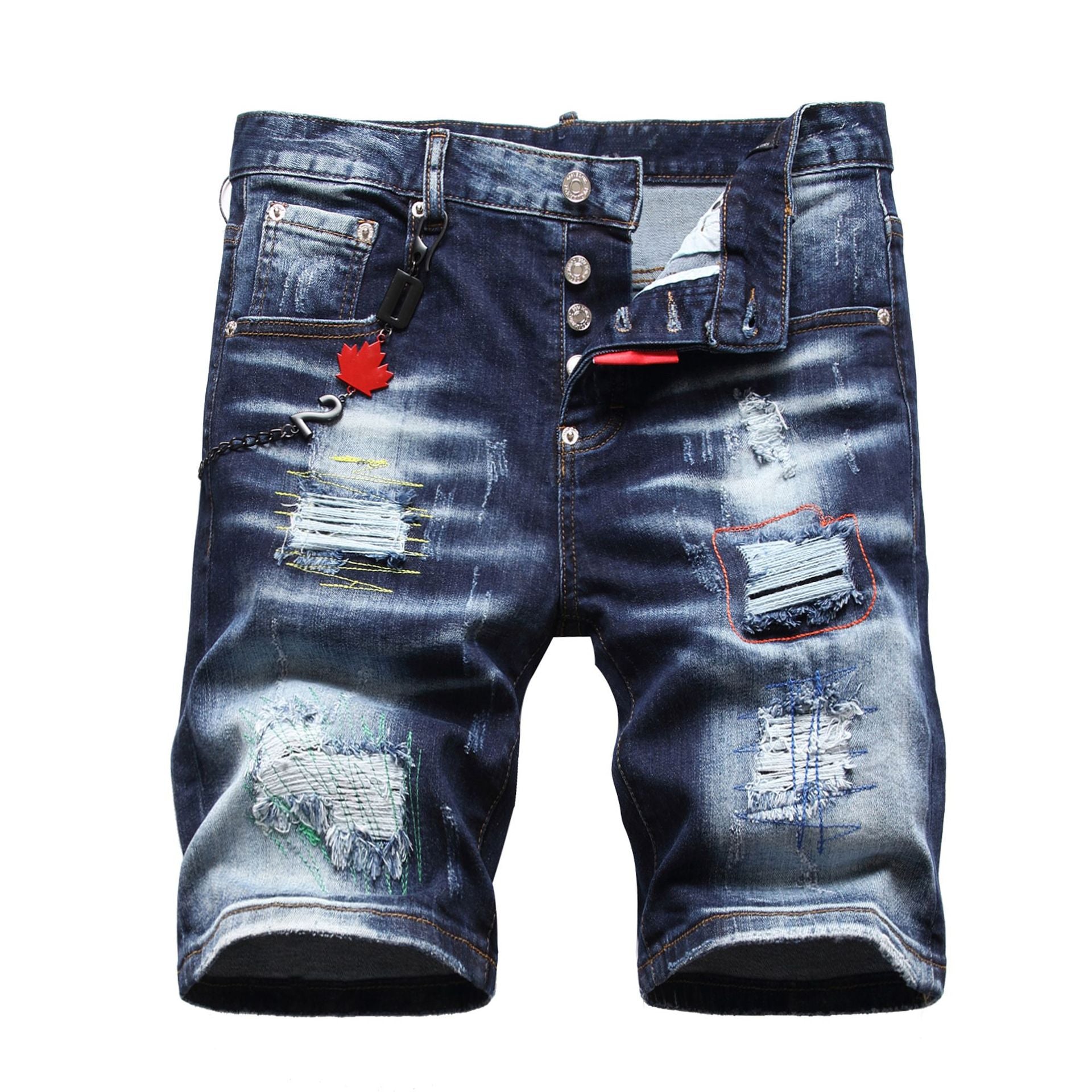 Men's Hole Feature Fashion Trendy Street Shooting Blue Jeans