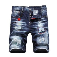 Men's Hole Feature Fashion Trendy Street Shooting Blue Jeans