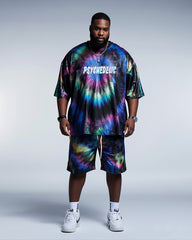 Big Boy Street Fashion Black Gradient Print Short Sleeve T-Shirt Shorts Suit