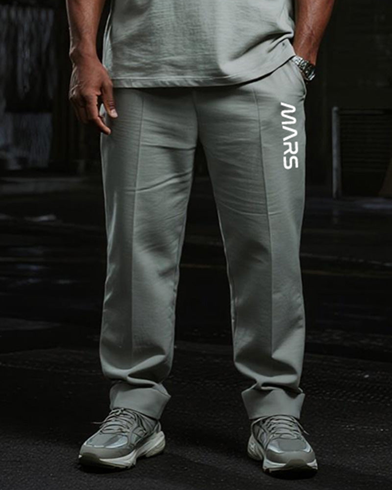 Big & Tall Men's Grey Mars Alphabet Print T-Shirt Trousers Suit