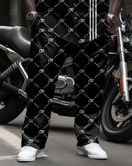 Big & Tall Men's Business Black COOL MAN Alphabet Print Long Sleeve Shirt Trousers Suit
