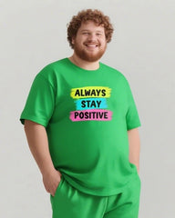Like The Sun Always Stay Positive Men's Big and Tall Simple Lettering Short Sleeve T-shirt Shorts Set