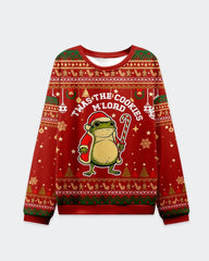 Big & Tall Men's Christmas Frog Graffiti Print Crewneck Ugly Sweater