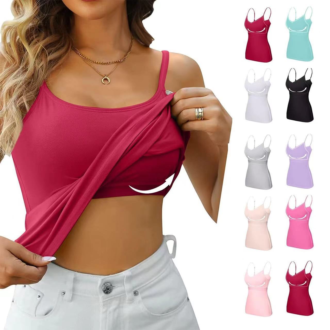 S-6XL Women's Plus Size Solid Color Long Modal Camisole With Chest Pad