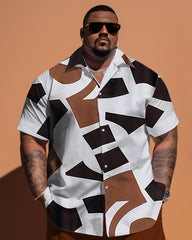 Big & Tall Guy'd Simple Geometric Pattern Short Sleeve Shirt Shorts Set