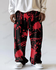 Bloody Ink-Sling Print Men's Loose Plus Size Straight Long Sweat Pants