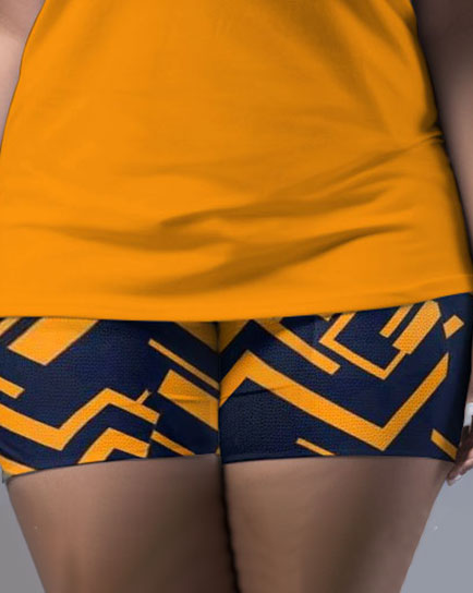 Women's Big & Tall Street Queen Wave Graffiti Short Sleeve Shorts Set