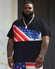 Men's Plus Size Independence Day Flag Patchwork Printed Large Men's Suit