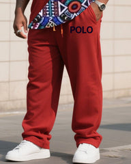 Big Boy Daily Casual Chinese Red Creative Stitching Texture Polo English Short-sleeved Trousers Suit