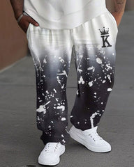 Big Men's Splash-Ink King Street Hip-Hop Casual Two-Piece Set