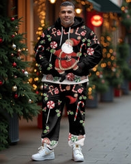 Men's Plus Size Tree Santa Cheer Snowflake Hoodie Set of Two