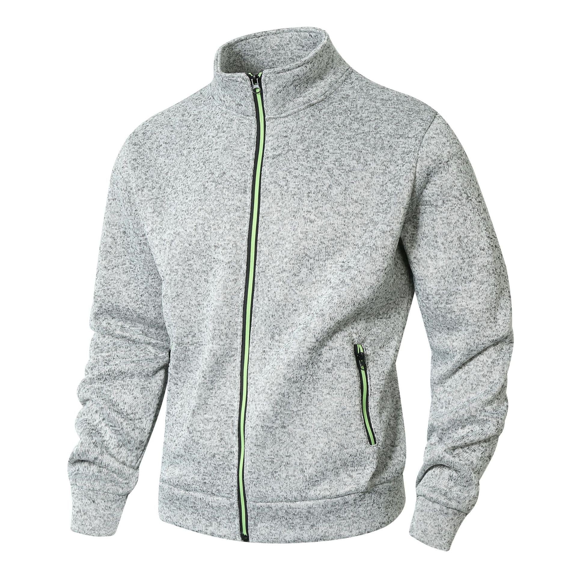 S-3XL Men's Autumn And Winter Stand Collar Cardigan Sweater Fleece-lined Knitted Coat