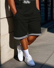 Big Men's Sport Fashion Funny Sayings & Football Printed Basketball Vest and Shorts Set