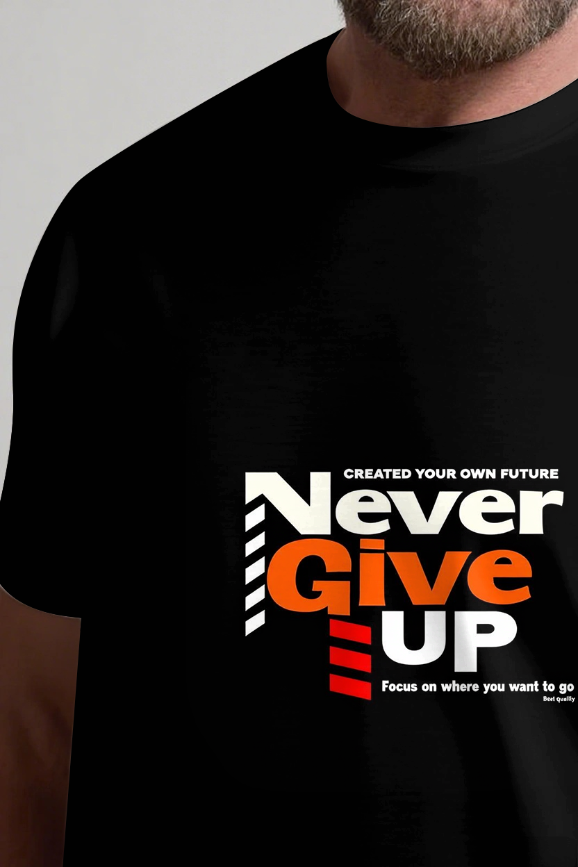 Never Give Up On Building Your Future Men's Big and Tall Lettering Short Sleeve T-shirt 2-Piece Set