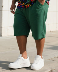 Men's Plus Size Mars Green Fashion Print T-Shirt Shorts Suit