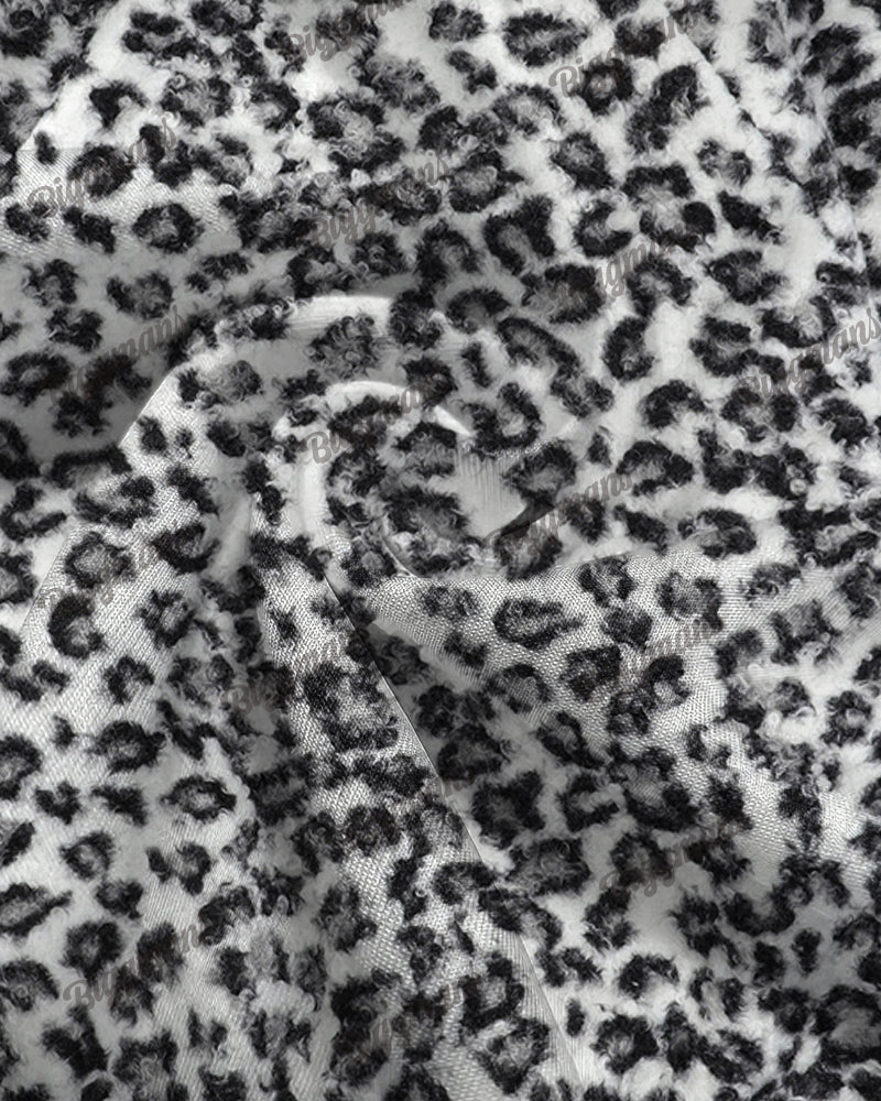 Men's White Leopard Print Plus Size Hoodie Suit