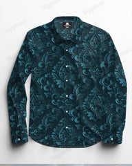 Men's Plus Size Retro Floral Print Long Sleeve Shirt Pants 2-Piece Set