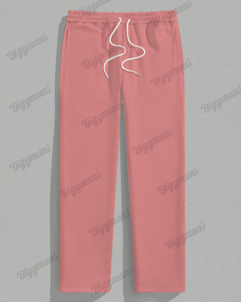 Men's Plus Size Pink Round Geometric Print T-Shirt Trousers Suit