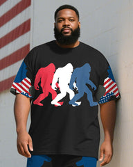 Men's Plus Size Independence Day Camouflage Colorblock Striped Orangutan Print T-Shirt Trousers Suit