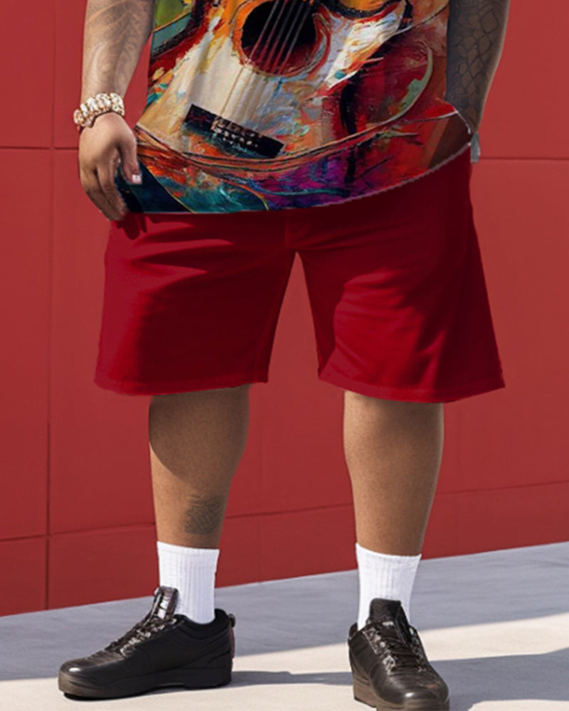 Oil Painting Guitar Print Men's Large Size Suit