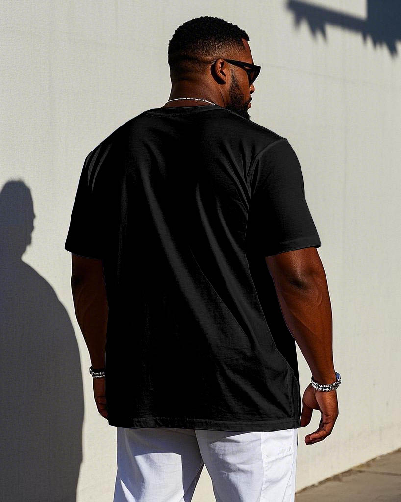 Men's Plus Size Casual Chest "rise" Printed Short Sleeve T-shirt