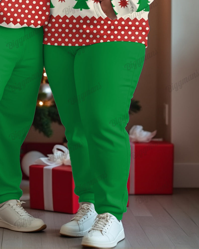 Couple Fashion Casual Plus Size Christmas Geometric Snowflake Print Hoodie Suit