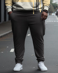 Men's Big & Tall Color Block Geometric Casual Hoodie and Sweatpants Two Piece Set