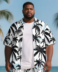Men's Big & Tall Coconut Trees Hawaiian Style 2-Piece Short Sleeve Shirt Shorts Suits
