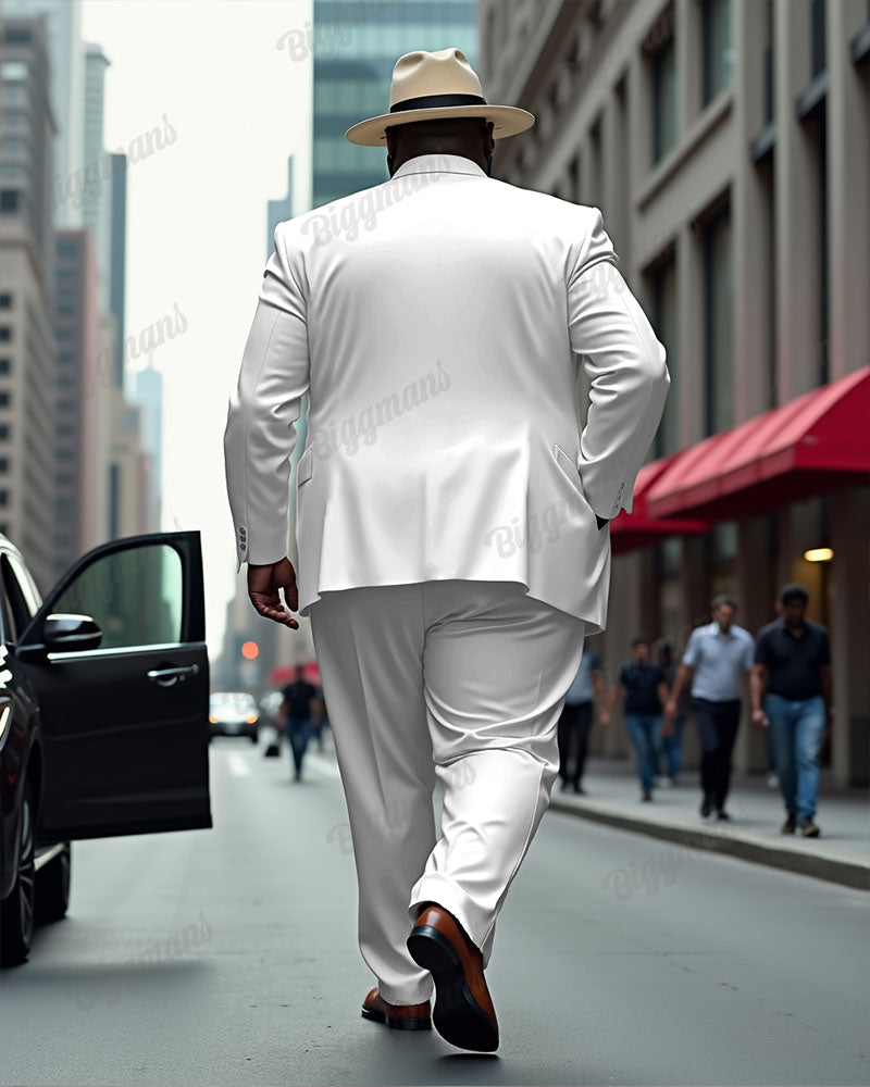 Men's Big and Tall Solid Color Blazer Trousers Suit
