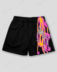Big & Tall Men's Pink Graffiti Skull Print Sport Mesh Quick-Dry Shorts