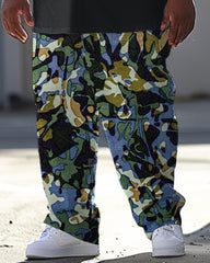 Men's Big & Tall BE YOURSELF Camouflage Print T-Shirt Pants Breathable Set