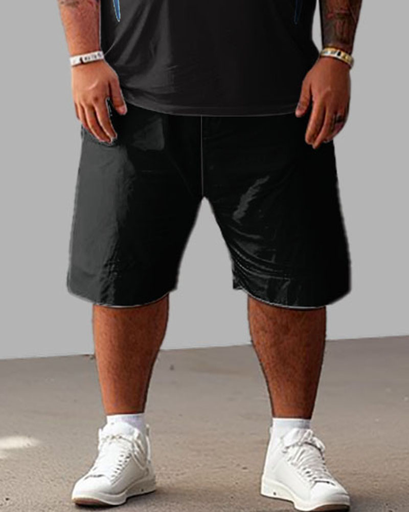 Front And Back Printed Wings T-Shirt Shorts Suit Men's Plus Size
