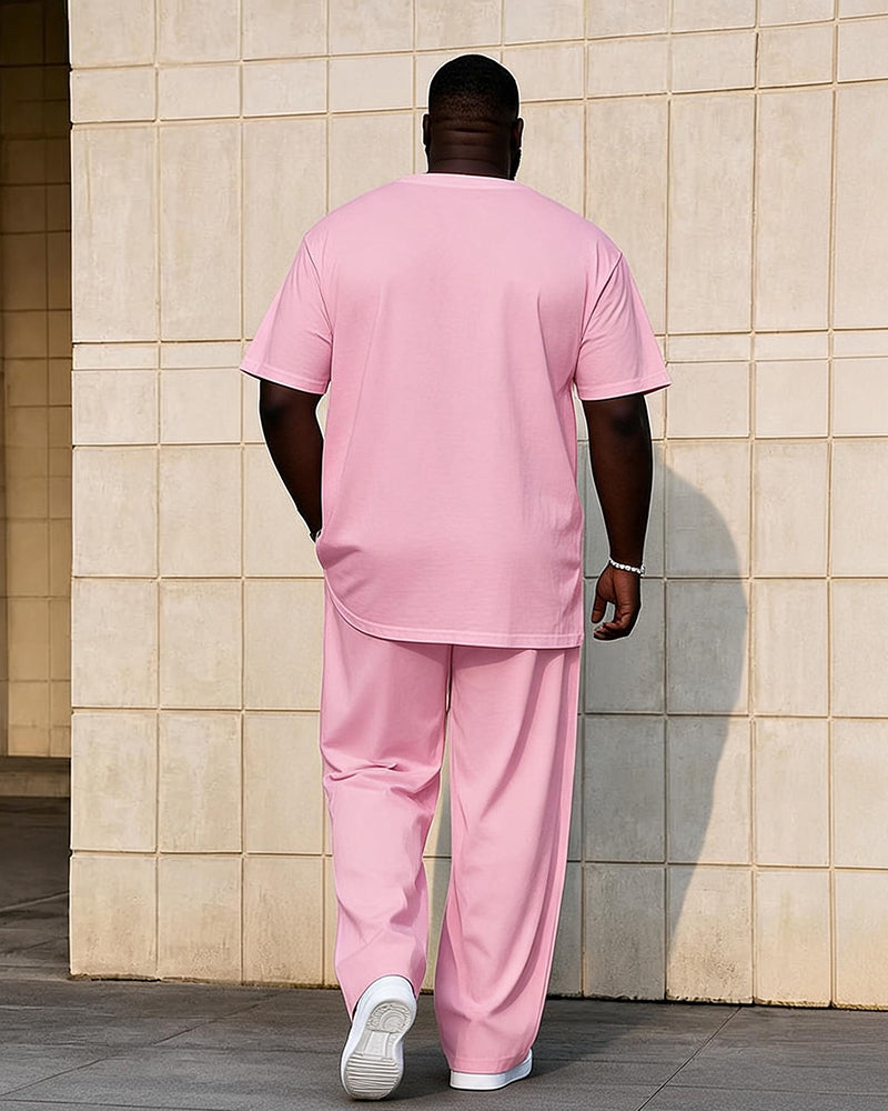 Big Men's Solid Color 7 Color Short Sleeve T-shirt Trousers Set