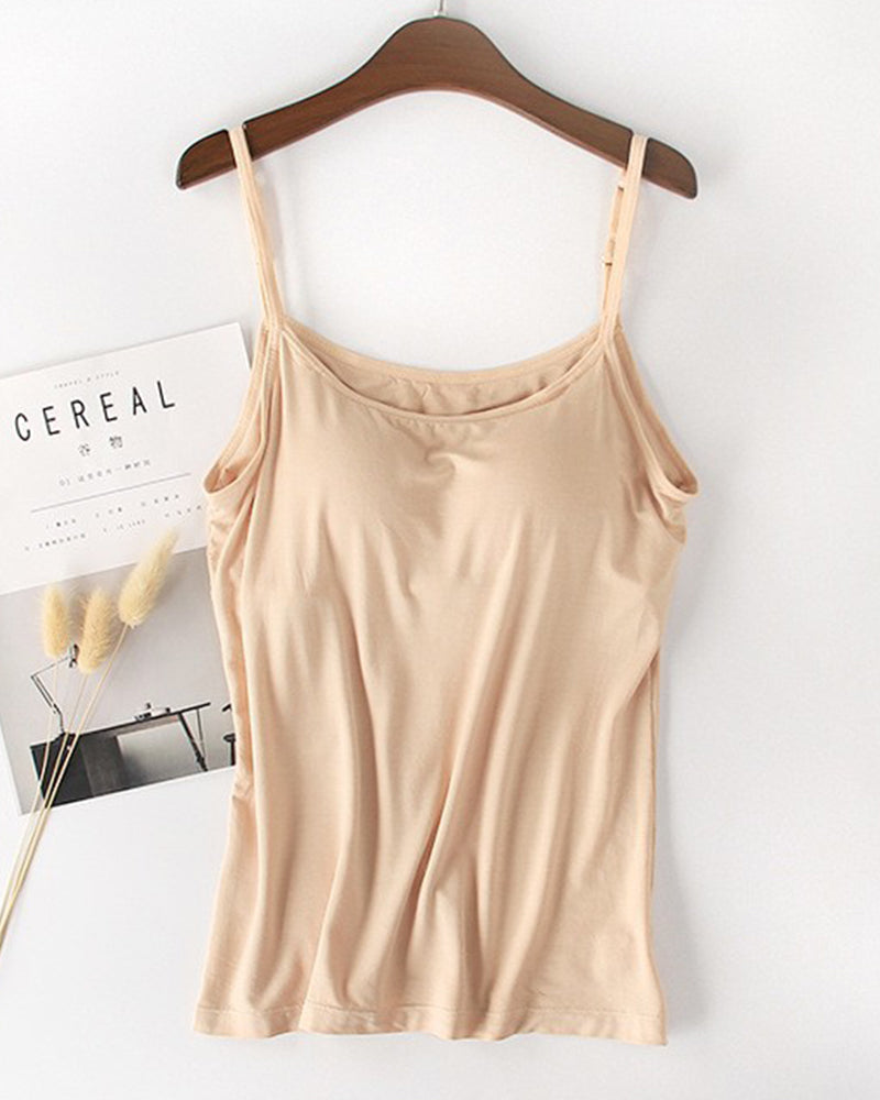 S-6XL Women's Plus Size Solid Color Long Modal Camisole With Chest Pad