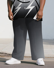 Big and Tall Man's Simple Bear Gradient Effect Casual Short Sleeve Shirt Pants 2-Piece Set