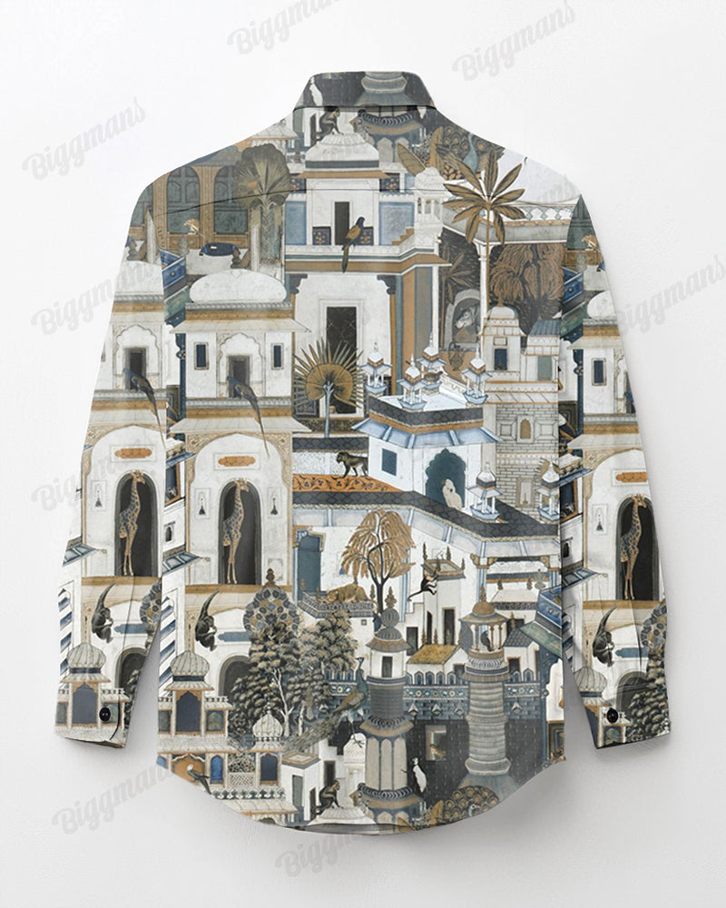 Castle World Cotton Long Sleeve Shirt Men's Plus Size