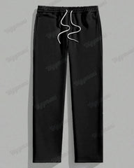 Big Men's Black And Yellow Stripe Geometric Colorblock Print T-shirt Trousers Set
