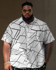 Men's Big & Tall Casual Classic Retro Color Block Cracked Street Short Shirt Shorts Set