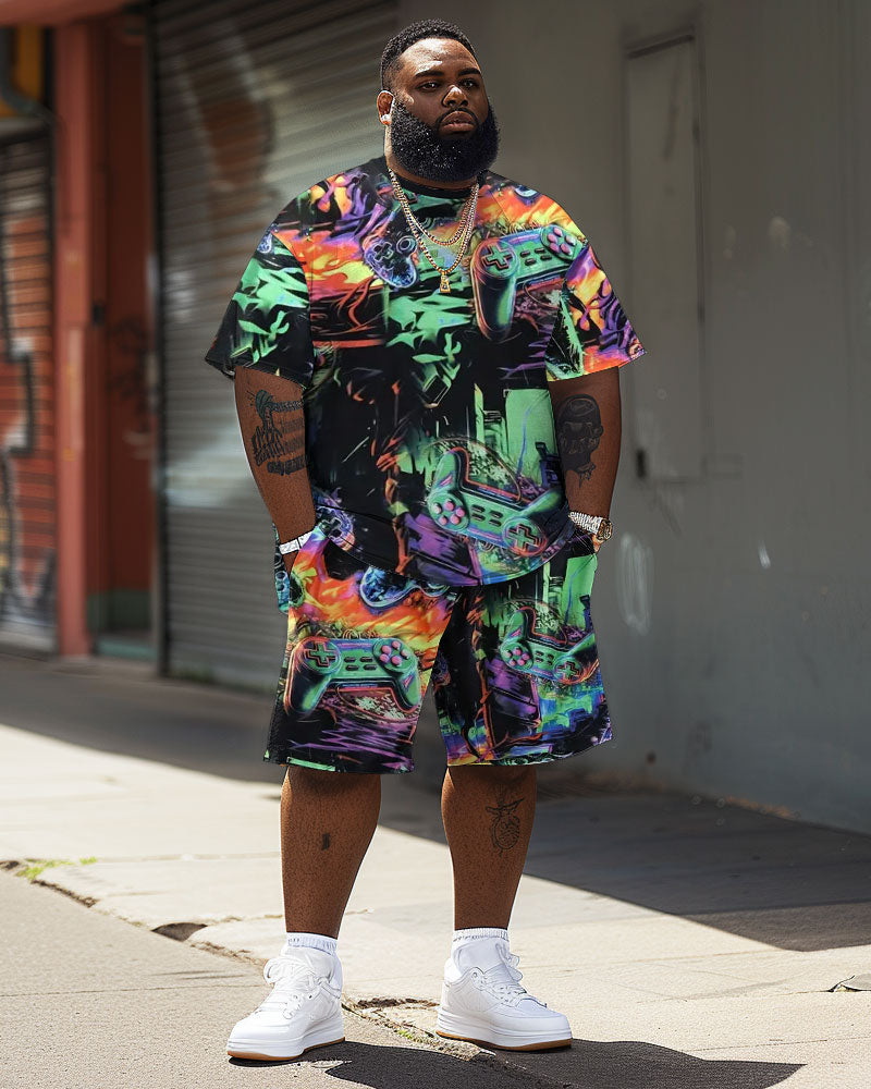 Street Style Colorful Game Printed Big Guy's Set