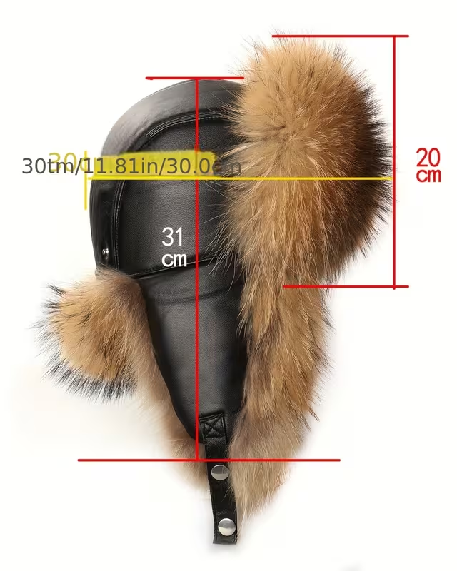 Faux Leather Adjustable Ear-Flap Thickened Warm Hat - One Size Fits All