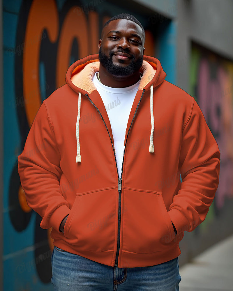 Men's Big & Tall Solid Color Fleece Zipper Cardigan Hoodie