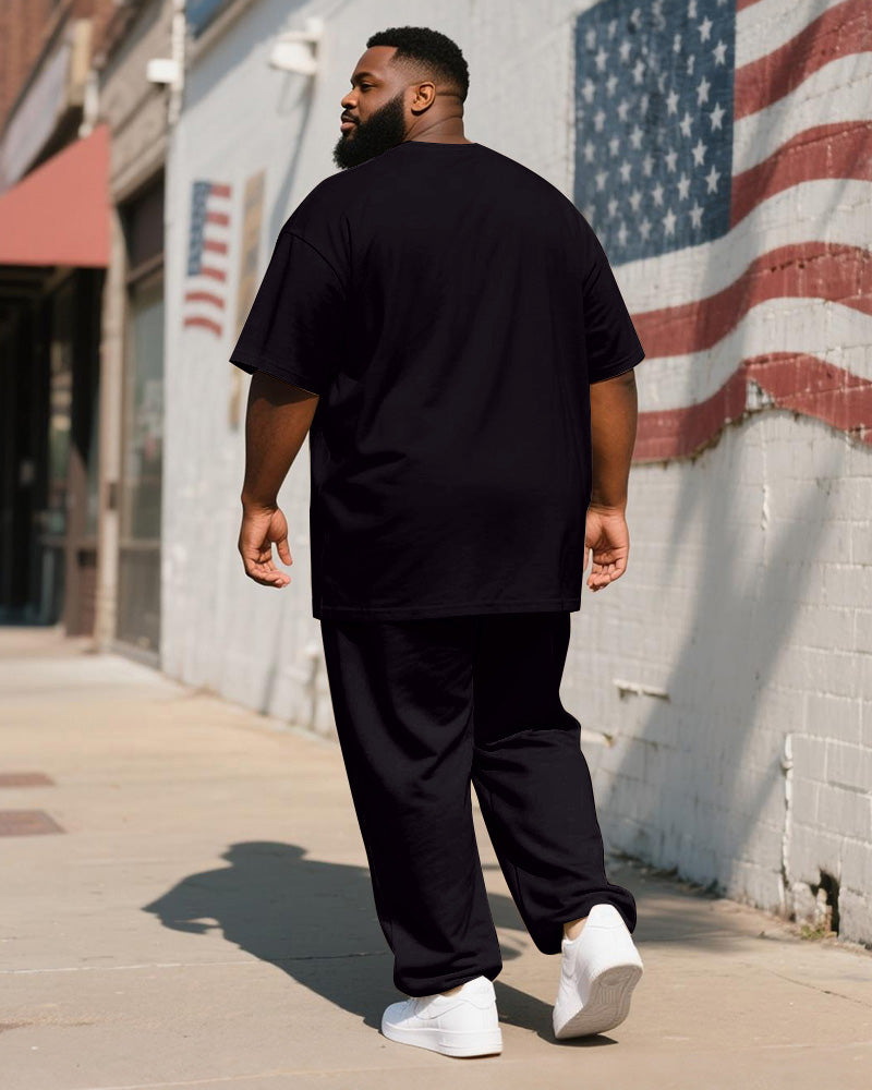 Men's Plus Size Independence Day Graffiti Bier USA Printed T-Shirt Trousers Suit