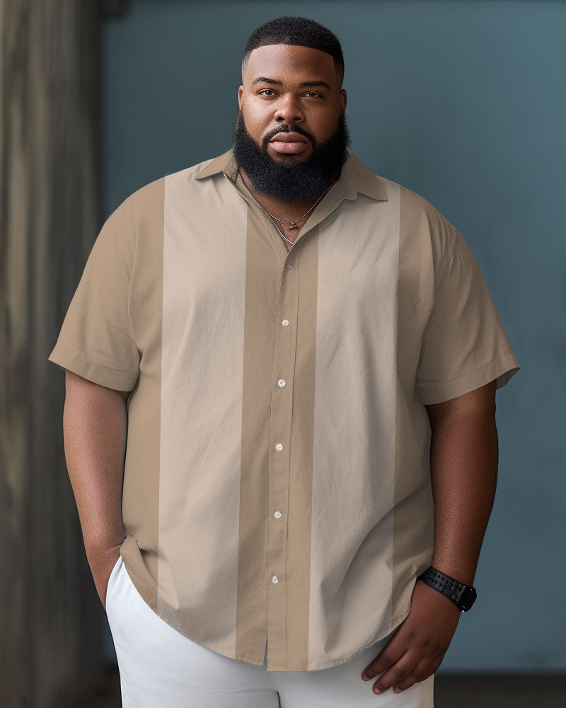 Big Guys Color Block Bowling Casual Beach Short Sleeve Shirt