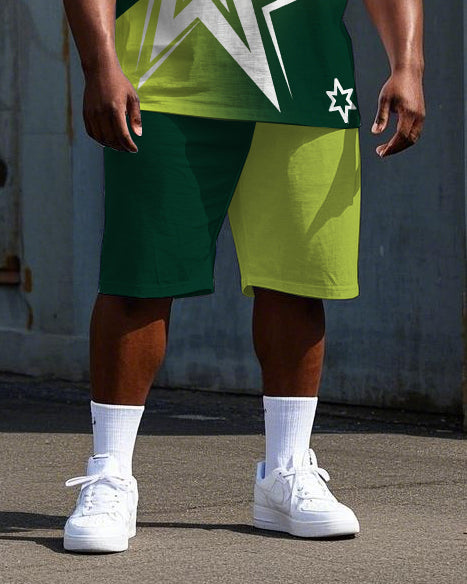 Big Men's Outdoor RESPECT Start Printed Street Fashion Short Sleeve T-Shirt Shorts Set