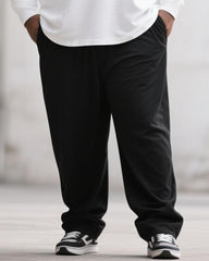 Big & Tall Men's Black And White Geometric Bear Print Long Sleeve T-Shirt Pants Suit