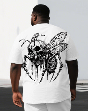 Mutation Made Me Magical Big & Tall Men's Skull Bee Print Short Sleeve T-shirt Casual 2-Piece Set